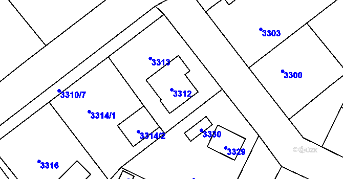Parcela st. 3312 v KÚ Úvaly u Prahy, Katastrální mapa
