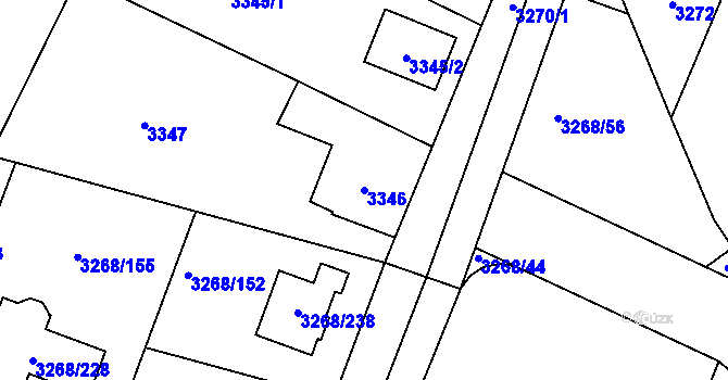 Parcela st. 3346 v KÚ Úvaly u Prahy, Katastrální mapa