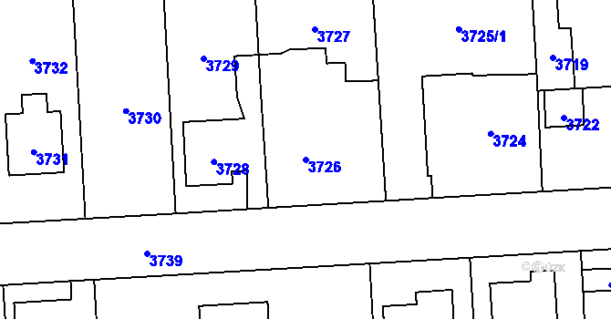 Parcela st. 3726 v KÚ Úvaly u Prahy, Katastrální mapa