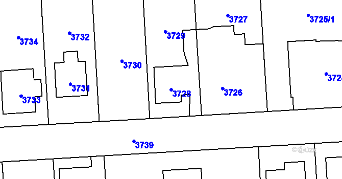 Parcela st. 3728 v KÚ Úvaly u Prahy, Katastrální mapa