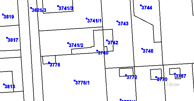 Parcela st. 3740 v KÚ Úvaly u Prahy, Katastrální mapa