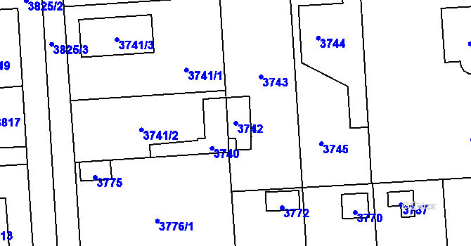 Parcela st. 3742 v KÚ Úvaly u Prahy, Katastrální mapa
