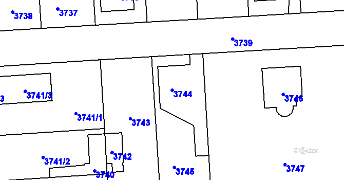 Parcela st. 3744 v KÚ Úvaly u Prahy, Katastrální mapa