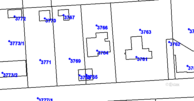Parcela st. 3764 v KÚ Úvaly u Prahy, Katastrální mapa