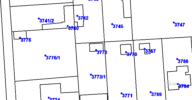 Parcela st. 3772 v KÚ Úvaly u Prahy, Katastrální mapa