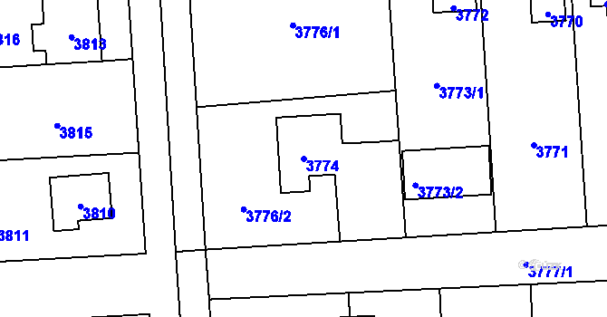 Parcela st. 3774 v KÚ Úvaly u Prahy, Katastrální mapa