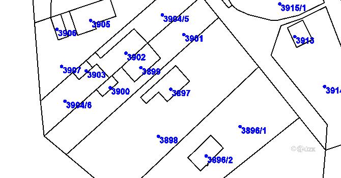 Parcela st. 3897 v KÚ Úvaly u Prahy, Katastrální mapa