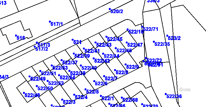 Parcela st. 522/44 v KÚ Úvaly u Prahy, Katastrální mapa