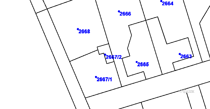 Parcela st. 2667/2 v KÚ Úvaly u Prahy, Katastrální mapa