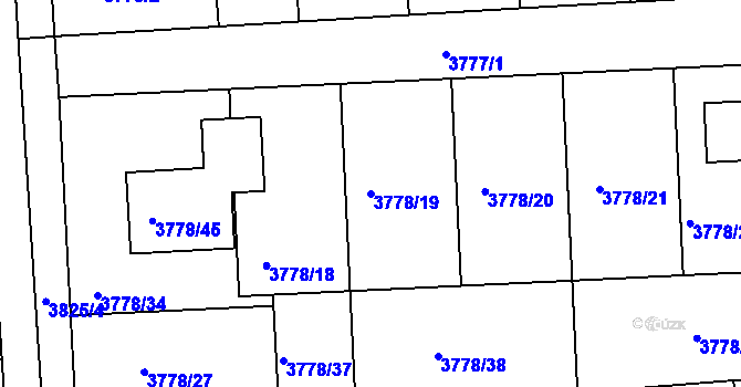 Parcela st. 3778/19 v KÚ Úvaly u Prahy, Katastrální mapa