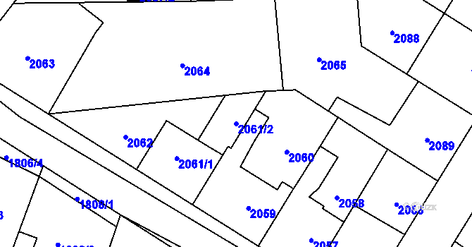 Parcela st. 2061/2 v KÚ Úvaly u Prahy, Katastrální mapa