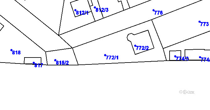 Parcela st. 772/1 v KÚ Úvaly u Prahy, Katastrální mapa