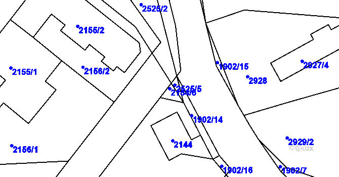 Parcela st. 2154/6 v KÚ Úvaly u Prahy, Katastrální mapa