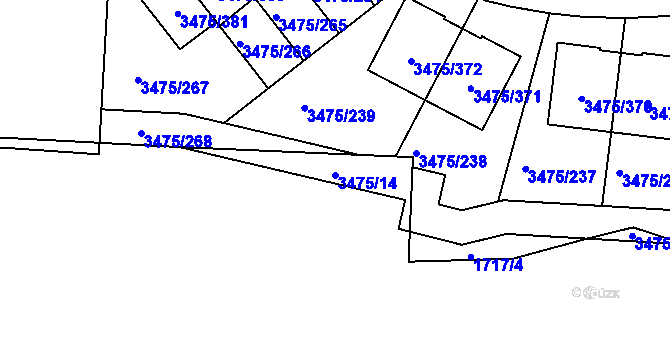 Parcela st. 3475/14 v KÚ Úvaly u Prahy, Katastrální mapa