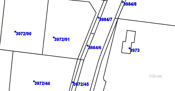 Parcela st. 3984/6 v KÚ Úvaly u Prahy, Katastrální mapa