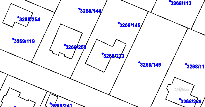 Parcela st. 3268/223 v KÚ Úvaly u Prahy, Katastrální mapa