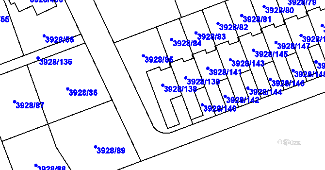 Parcela st. 3928/138 v KÚ Úvaly u Prahy, Katastrální mapa