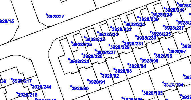 Parcela st. 3928/227 v KÚ Úvaly u Prahy, Katastrální mapa