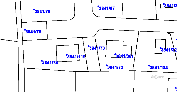 Parcela st. 3841/73 v KÚ Úvaly u Prahy, Katastrální mapa