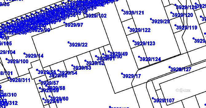 Parcela st. 3929/50 v KÚ Úvaly u Prahy, Katastrální mapa