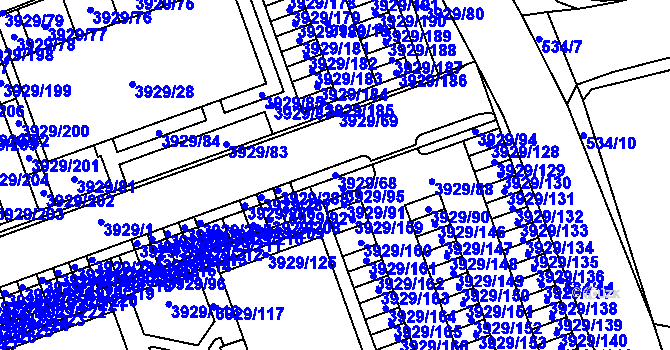 Parcela st. 3929/68 v KÚ Úvaly u Prahy, Katastrální mapa