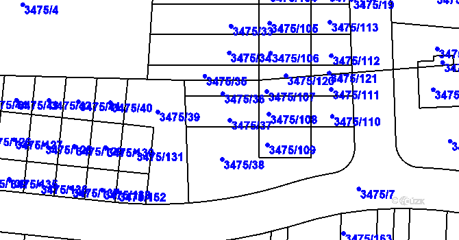Parcela st. 3475/37 v KÚ Úvaly u Prahy, Katastrální mapa