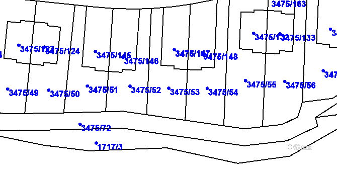Parcela st. 3475/53 v KÚ Úvaly u Prahy, Katastrální mapa