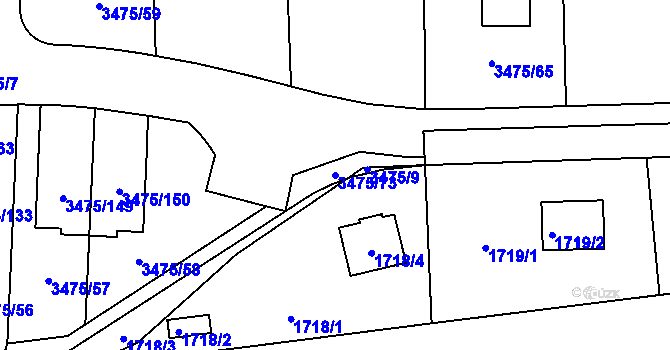 Parcela st. 3475/73 v KÚ Úvaly u Prahy, Katastrální mapa