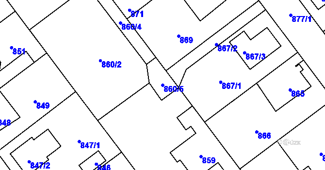 Parcela st. 860/5 v KÚ Úvaly u Prahy, Katastrální mapa