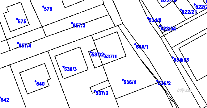 Parcela st. 537/1 v KÚ Úvaly u Prahy, Katastrální mapa