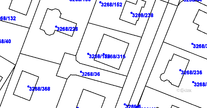 Parcela st. 3268/316 v KÚ Úvaly u Prahy, Katastrální mapa