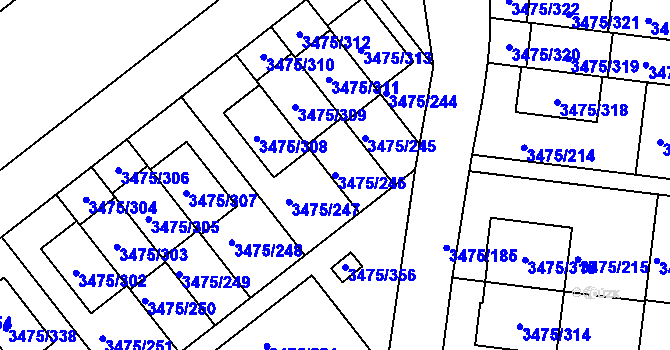 Parcela st. 3475/246 v KÚ Úvaly u Prahy, Katastrální mapa