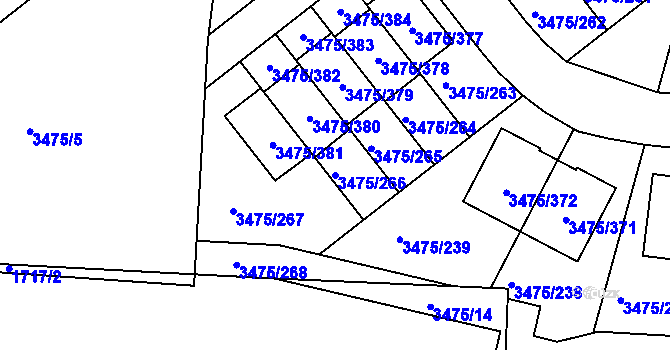 Parcela st. 3475/266 v KÚ Úvaly u Prahy, Katastrální mapa