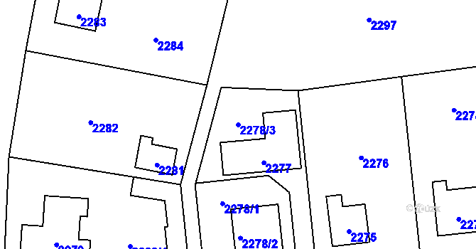 Parcela st. 2278/3 v KÚ Úvaly u Prahy, Katastrální mapa