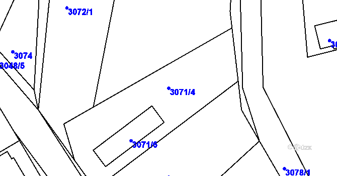 Parcela st. 3071/4 v KÚ Úvaly u Prahy, Katastrální mapa