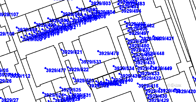Parcela st. 3929/478 v KÚ Úvaly u Prahy, Katastrální mapa