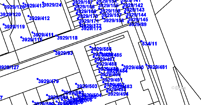 Parcela st. 3929/485 v KÚ Úvaly u Prahy, Katastrální mapa
