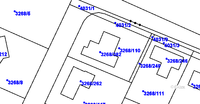 Parcela st. 3268/382 v KÚ Úvaly u Prahy, Katastrální mapa