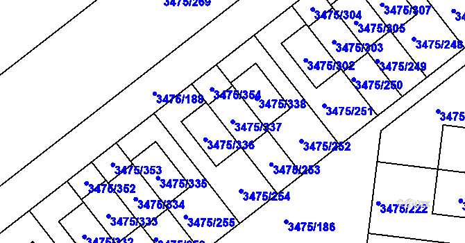 Parcela st. 3475/337 v KÚ Úvaly u Prahy, Katastrální mapa