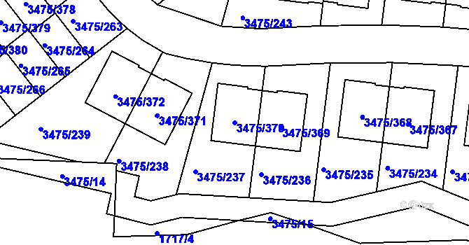 Parcela st. 3475/370 v KÚ Úvaly u Prahy, Katastrální mapa