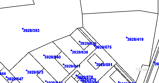 Parcela st. 3929/639 v KÚ Úvaly u Prahy, Katastrální mapa