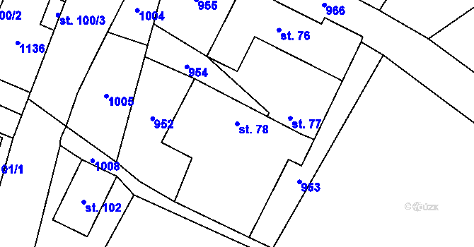 Parcela st. 78 v KÚ Chobot, Katastrální mapa