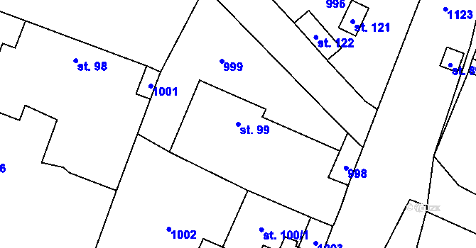 Parcela st. 99 v KÚ Chobot, Katastrální mapa