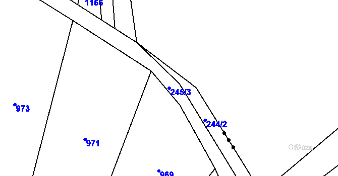 Parcela st. 245/3 v KÚ Chobot, Katastrální mapa