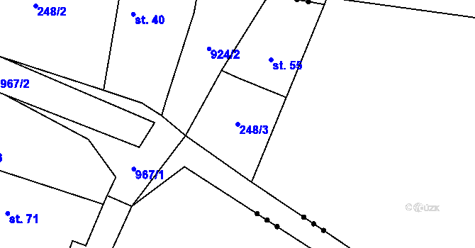 Parcela st. 248/3 v KÚ Chobot, Katastrální mapa