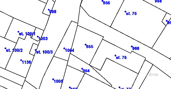 Parcela st. 955 v KÚ Chobot, Katastrální mapa
