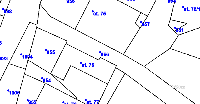 Parcela st. 966 v KÚ Chobot, Katastrální mapa
