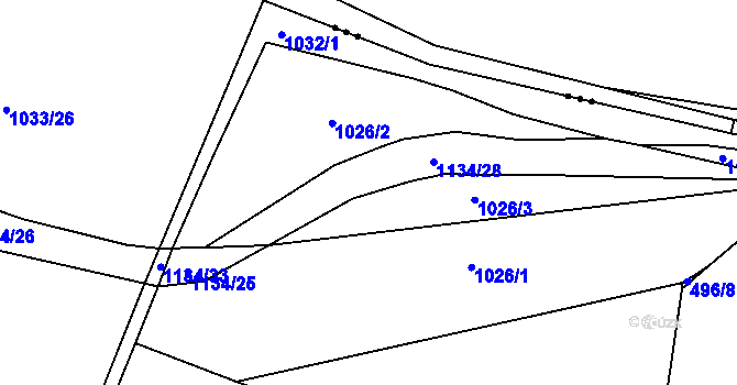 Parcela st. 1134 v KÚ Chobot, Katastrální mapa