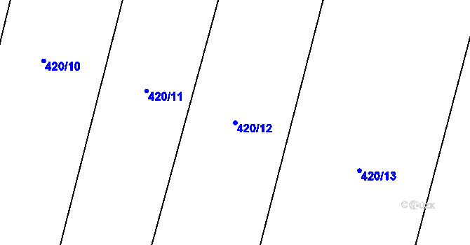 Parcela st. 420/12 v KÚ Chobot, Katastrální mapa