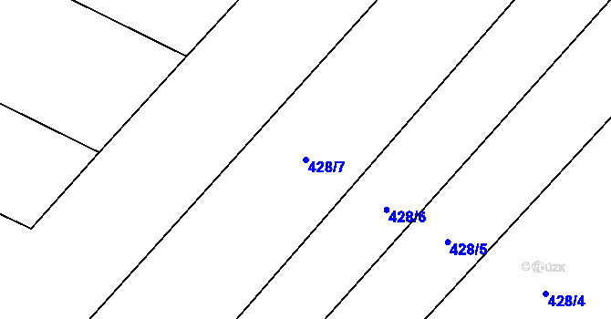 Parcela st. 428/7 v KÚ Chobot, Katastrální mapa